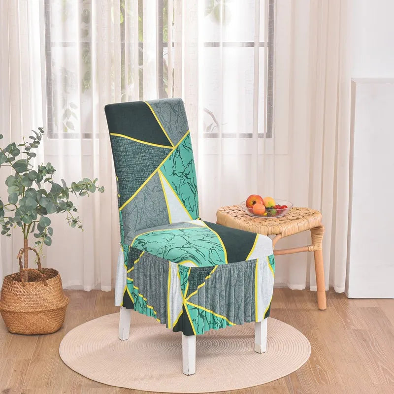 Housse Chaise Salle à Manger - Avec Jupe - Motif Imprimée