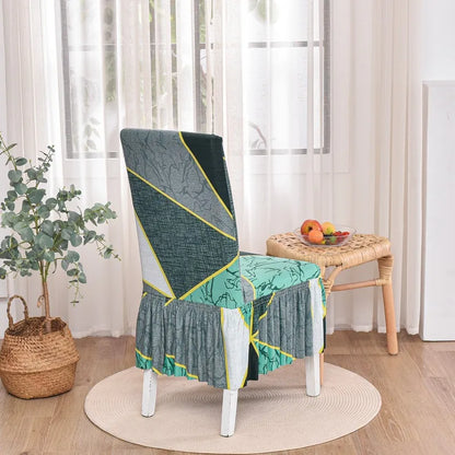 Housse Chaise Salle à Manger - Avec Jupe - Motif Imprimée