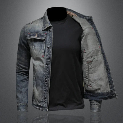 Radeko - Veste en jean pour homme Slim Fit