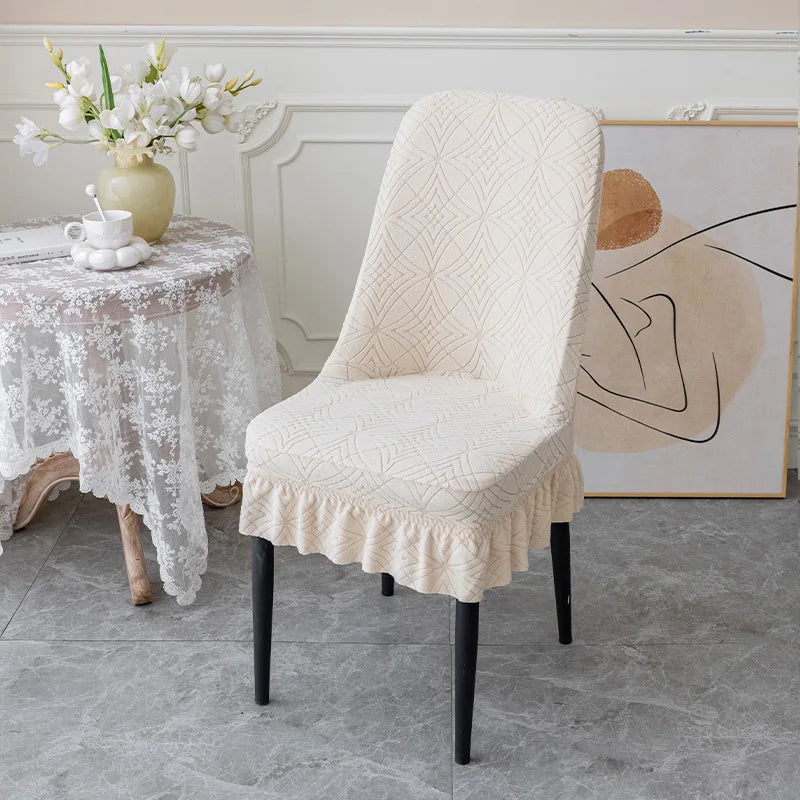 Housse de Chaise Scandinave Dossier Arrondi - Motif Gaufré