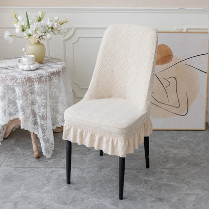 Housse de Chaise Scandinave Dossier Arrondi - Motif Gaufré