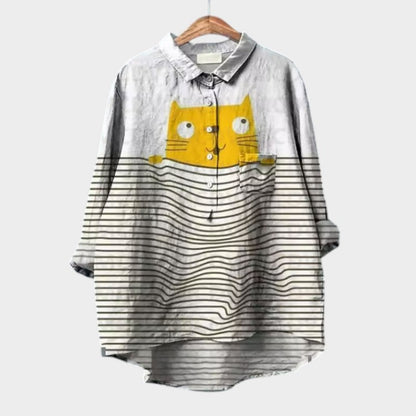 VIVIANA | Blouse Oversize avec Chats Aquarelle et Confort Joyeux pour Chaque Moment