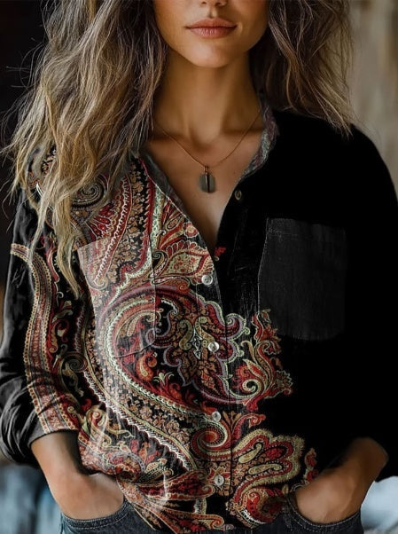 Impression artistique rétro à motif pull col roulé