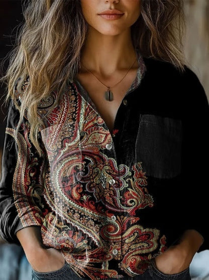 Impression artistique rétro à motif pull col roulé