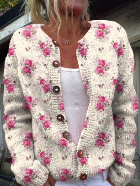 Gilet avec motif répétitif de roses françaises en aquarelle