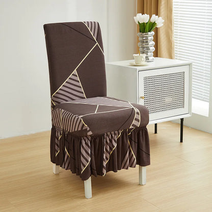 Housse Chaise Salle à Manger - Avec Jupe - Motif Imprimée