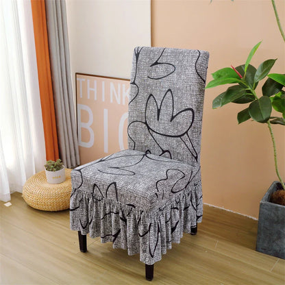 Housse De Chaise Motifs Imprimée Avec Jupe