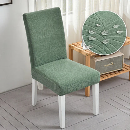 Housse Chaise Extensible - Jacquard - Motif Feuilles