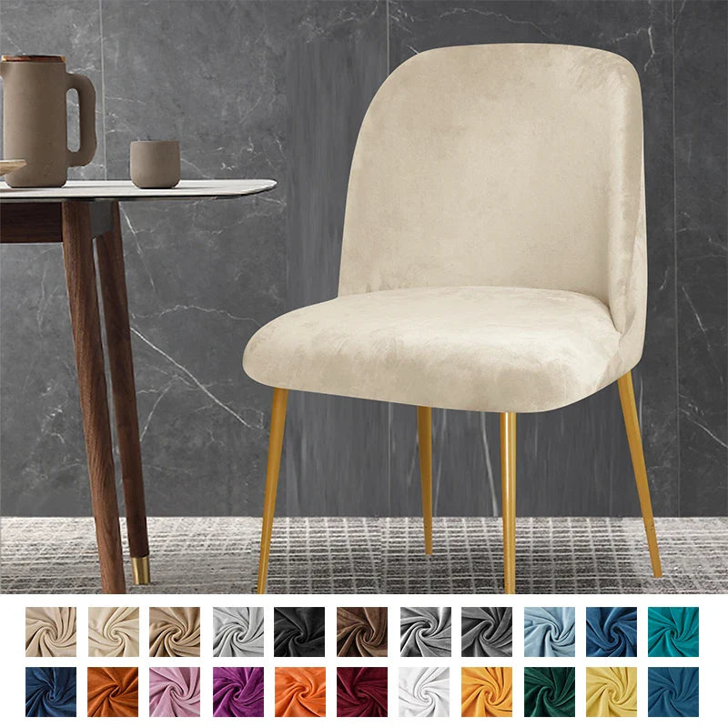 Housse de Chaise Scandinave - Velours - Dossier Arrondi