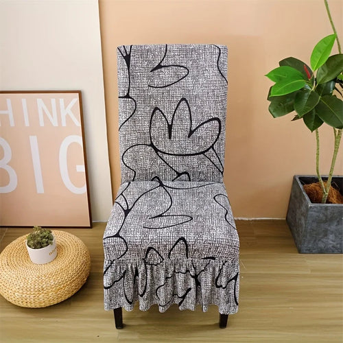 Housse De Chaise Motifs Imprimée Avec Jupe