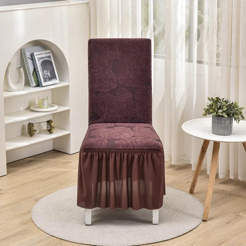 Housse Chaise - Avec Jupe - Motif Imprimée et Couleur Unie