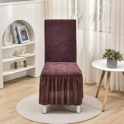 Housse Chaise - Avec Jupe - Motif Imprimée et Couleur Unie