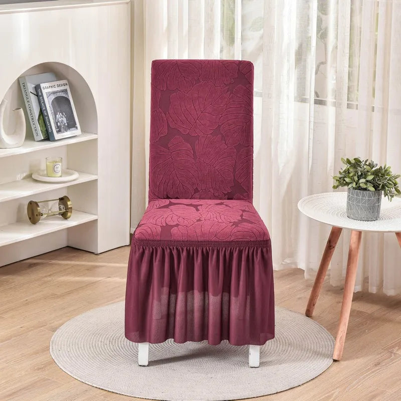 Housse Chaise - Avec Jupe - Motif Imprimée et Couleur Unie