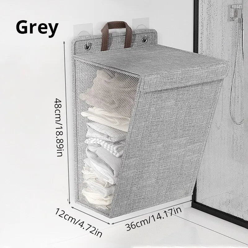 Panier À Linge en Lin - Mural Pliable, Sans Perçage