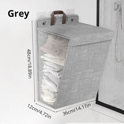 Panier À Linge en Lin - Mural Pliable, Sans Perçage