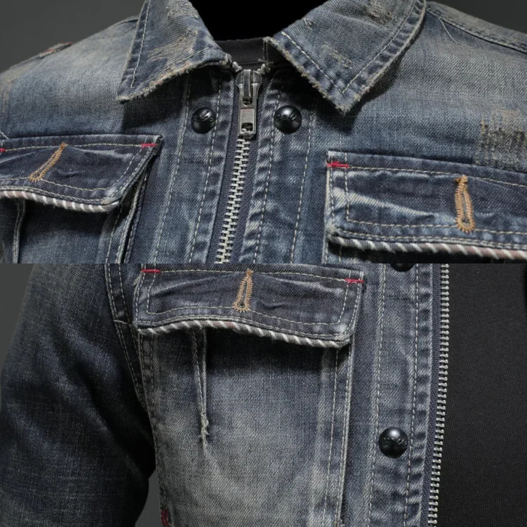 Radeko - Veste en jean pour homme Slim Fit
