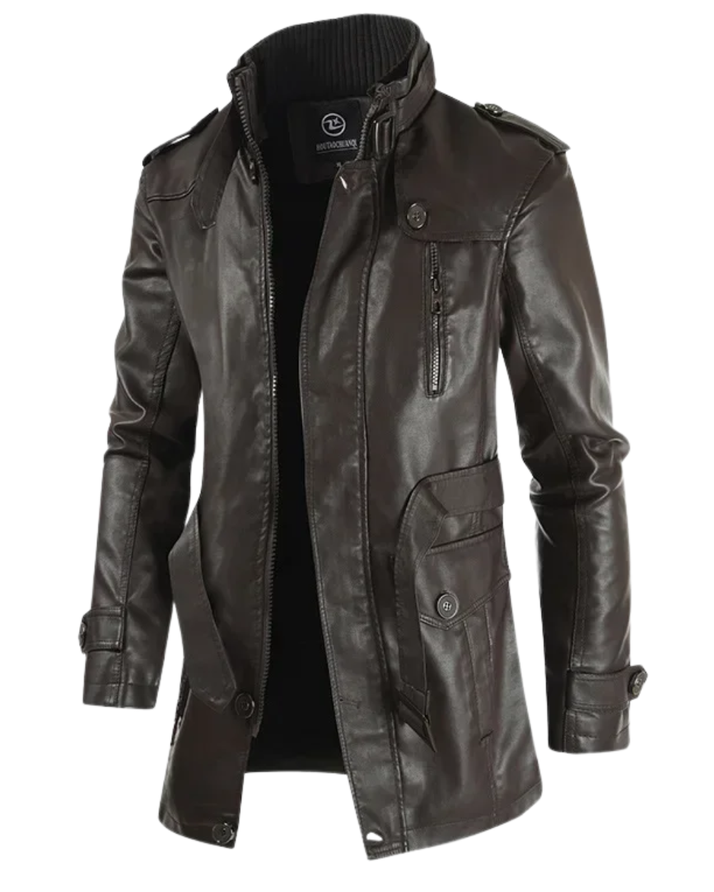 Veste de biker en cuir longue élégante