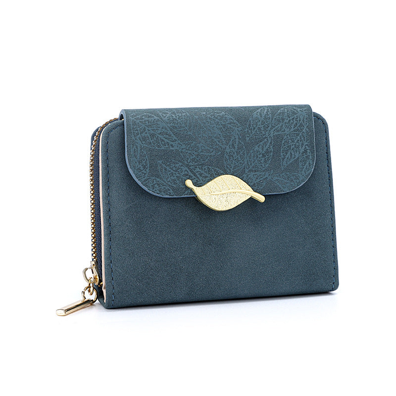 Petit portefeuille femme élégant feuille