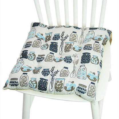 Coussin de chaise rond à cinq cercles en polyester imprimé lin et coton, pour baie vitrée.