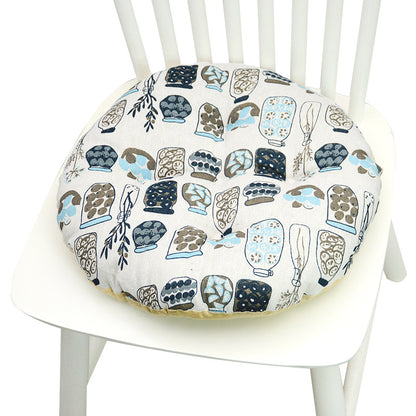 Coussin de chaise rond à cinq cercles en polyester imprimé lin et coton, pour baie vitrée.