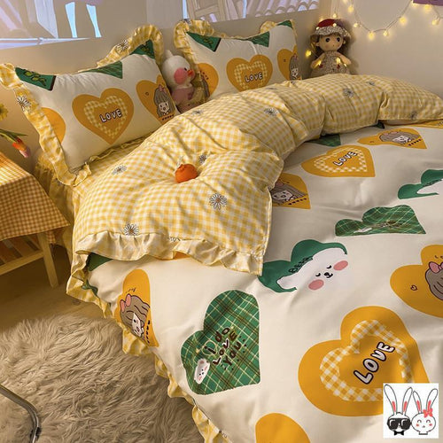 Housse de couette verte quatre pièces