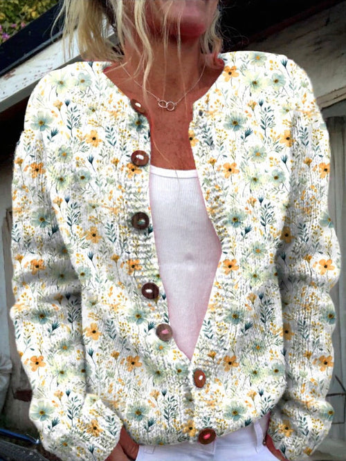 Cardigan à imprimé floral magnifique avec boutons