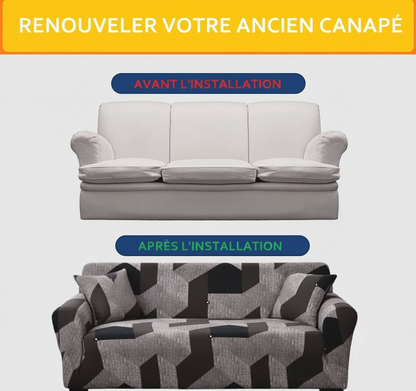 Housse de Canapé Extensible Motifs Géométrique - Tissu Doux & Durable