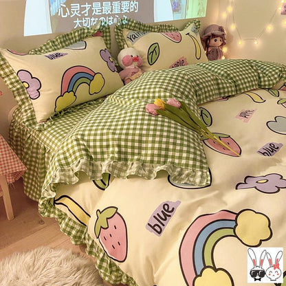 Housse de couette verte quatre pièces