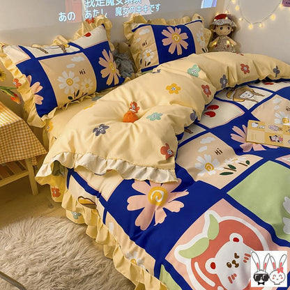 Housse de couette verte quatre pièces