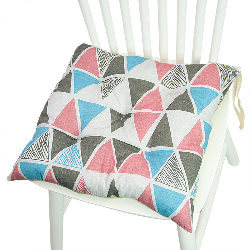 Coussin de chaise rond à cinq cercles en polyester imprimé lin et coton, pour baie vitrée.
