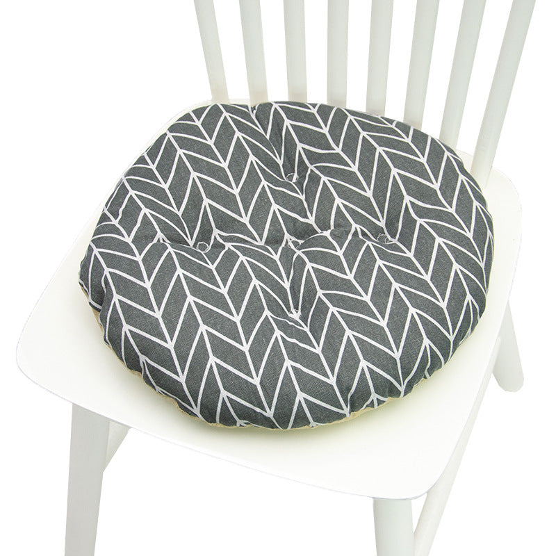 Coussin de chaise rond à cinq cercles en polyester imprimé lin et coton, pour baie vitrée.