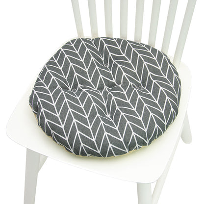 Coussin de chaise rond à cinq cercles en polyester imprimé lin et coton, pour baie vitrée.