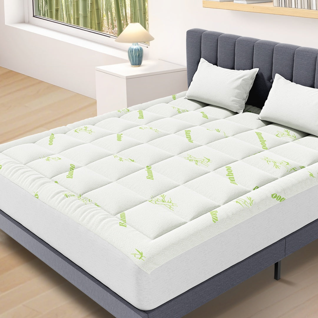 Protège-matelas, surmatelas épais garni de fibres de bambou et de viscose