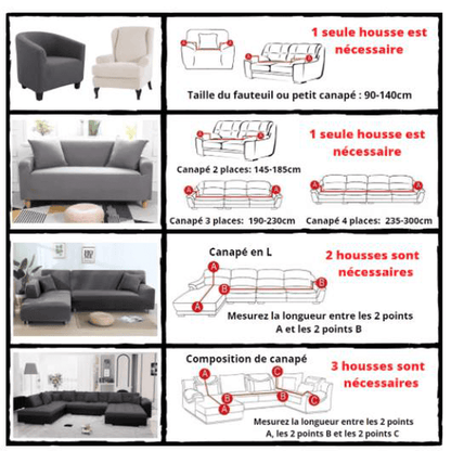 Housse canapé d'angle universelle à design matelassé - Plaid canapé d'angle gris pour maison