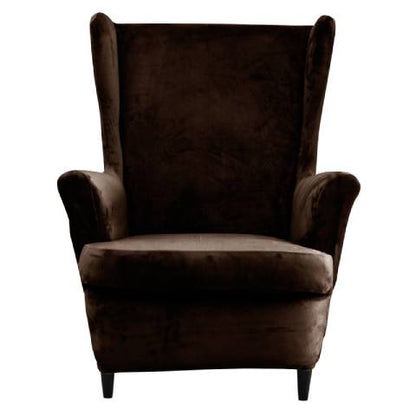 Housse de fauteuil à oreilles velours - Marron - Élégance et Protection