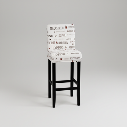 Housse de Tabouret de Bar Extensible - Motif Café Noir sur Blanc