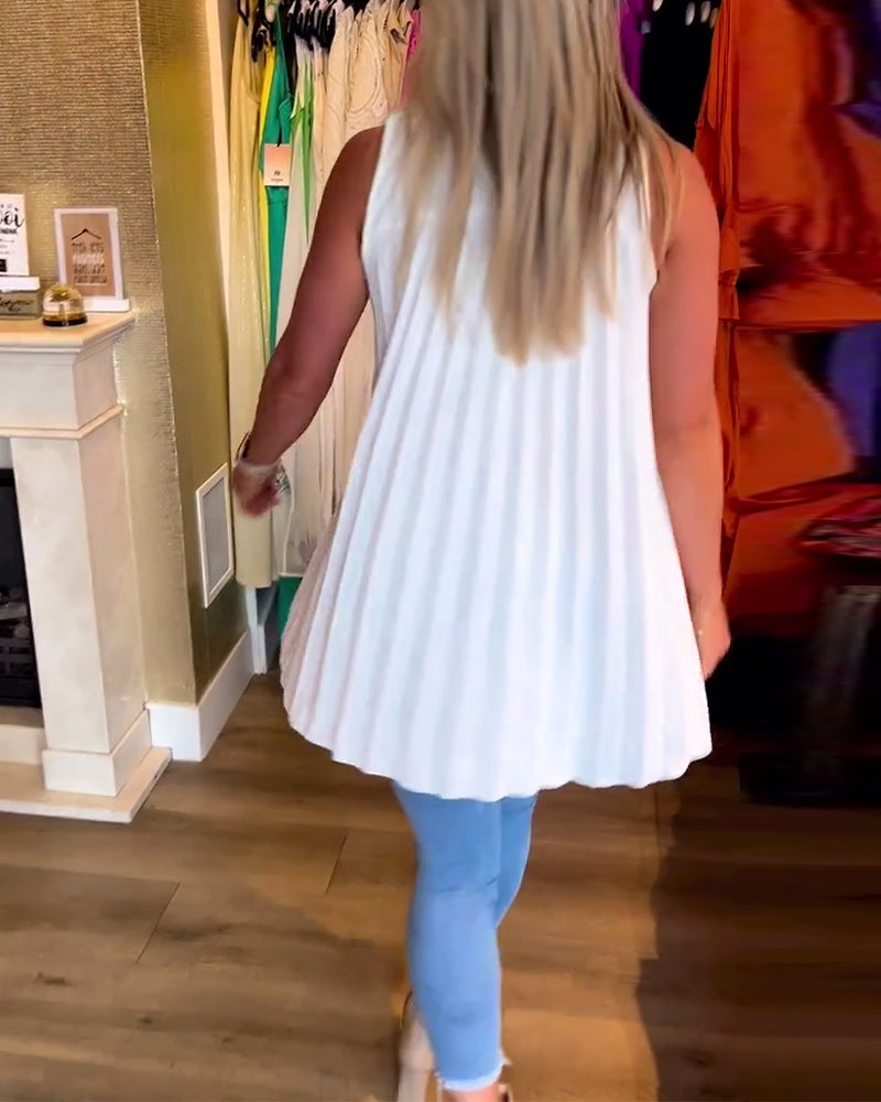 Laluna® | Top sans manches avec volants et col revers