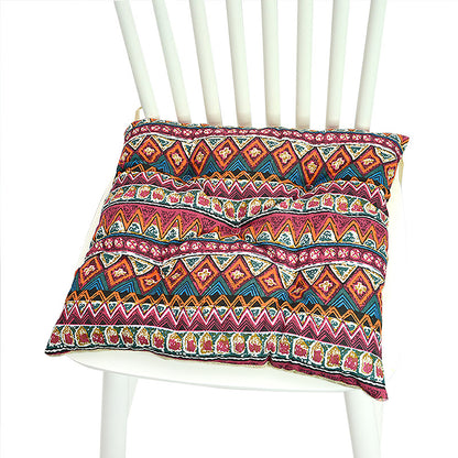 Coussin de chaise rond à cinq cercles en polyester imprimé lin et coton, pour baie vitrée.