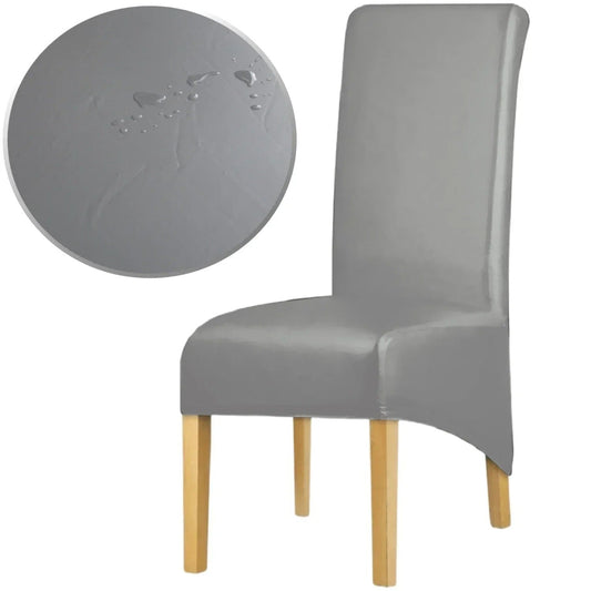 Housse de Chaise Apparence Cuir XL Gris