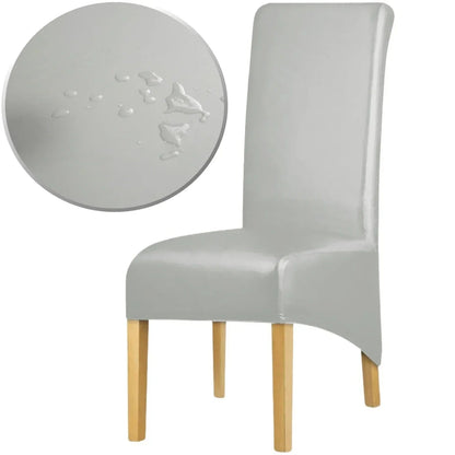 Housse de Chaise Apparence Cuir XL Gris
