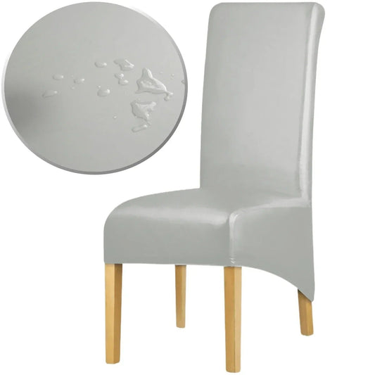 Housse de Chaise Apparence Cuir XL Gris