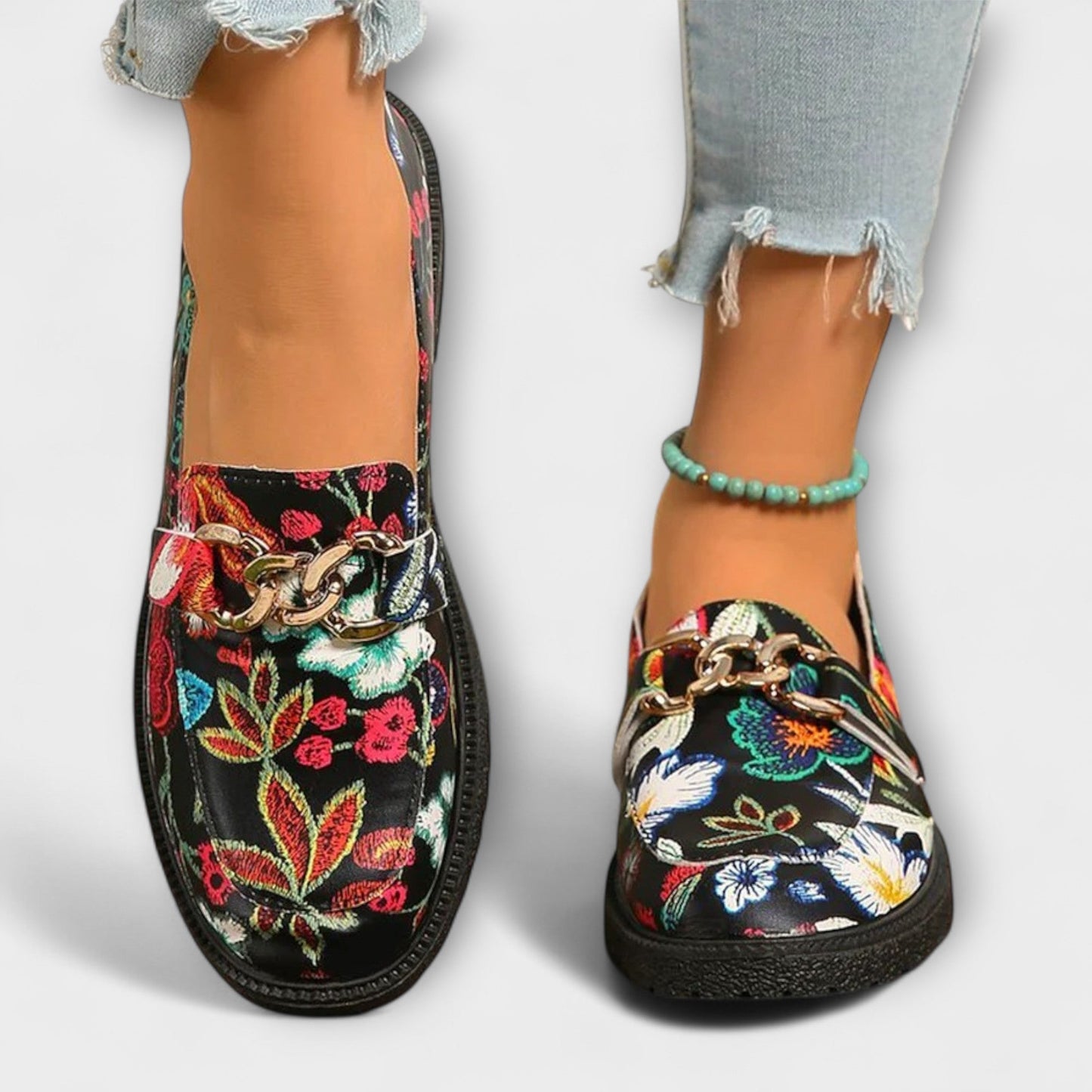Dorien | Mocassins multicolores avec motif floral