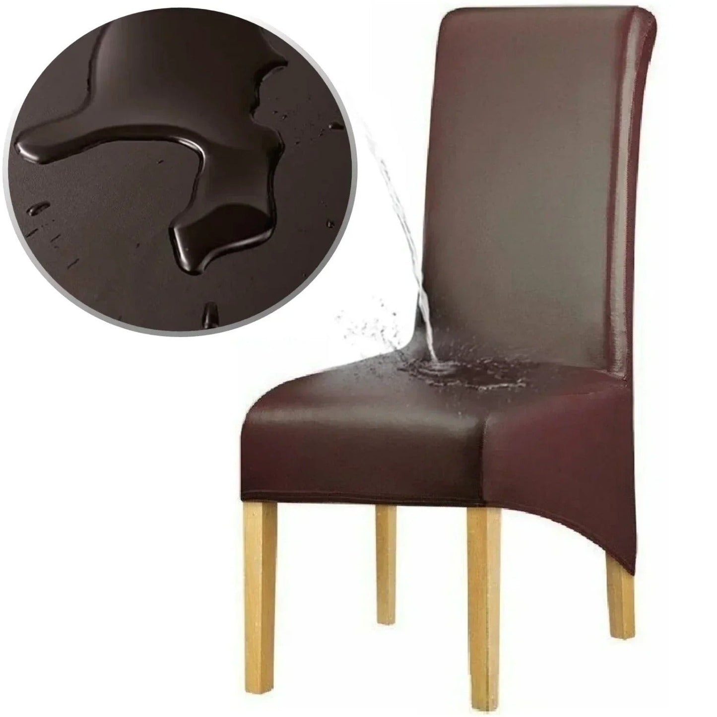 Housse de Chaise Apparence Cuir XL Marron