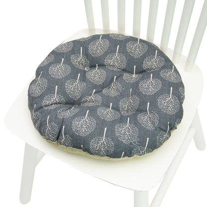 Coussin de chaise rond à cinq cercles en polyester imprimé lin et coton, pour baie vitrée.