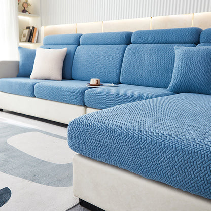 Housse de Coussin Canapé <br> Jacquard Entrecroisé Bleu