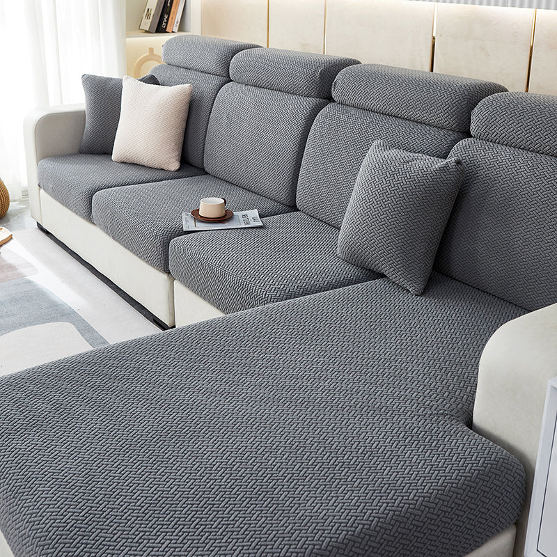 Housse de Coussin Canapé <br> Jacquard Entrecroisé Gris