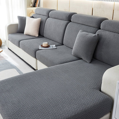 Housse de Coussin Canapé <br> Jacquard Entrecroisé Gris