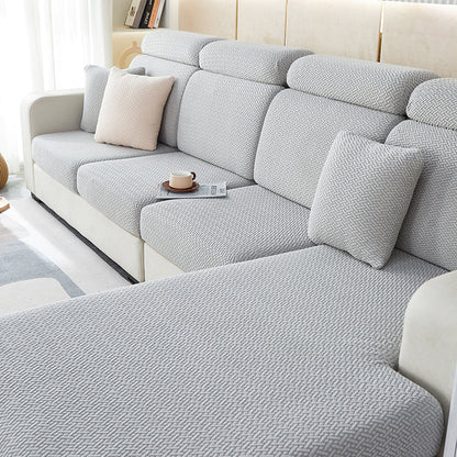 Housse de Coussin Canapé <br> Jacquard Entrecroisé Gris Clair