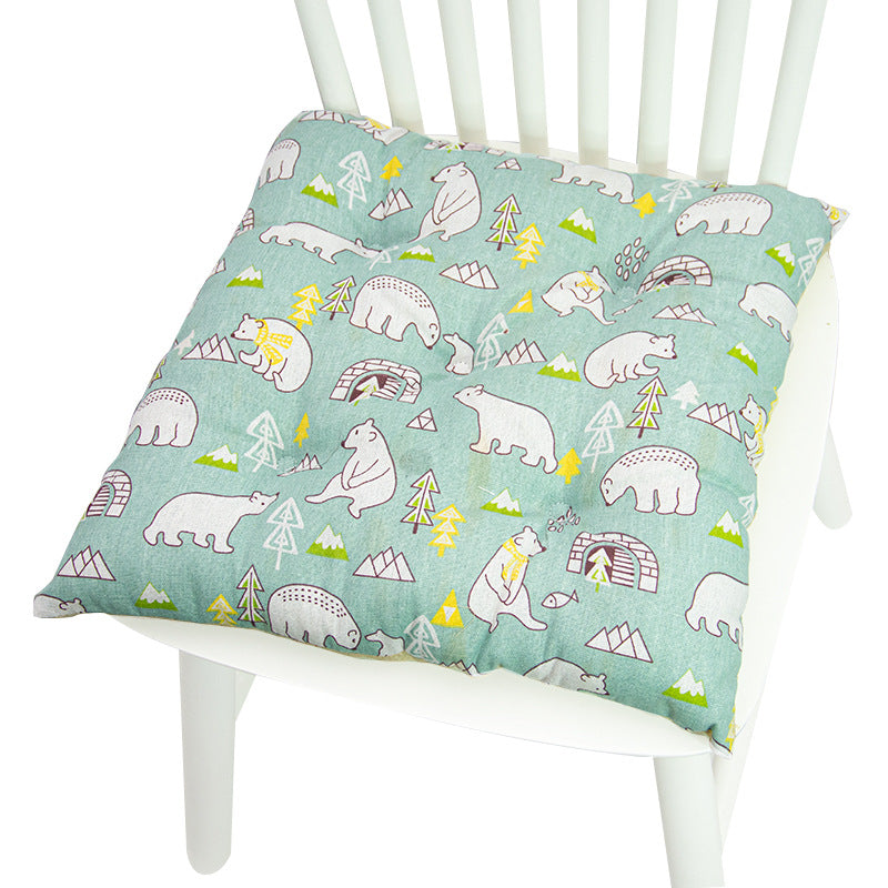 Coussin de chaise rond à cinq cercles en polyester imprimé lin et coton, pour baie vitrée.