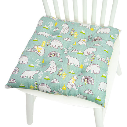 Coussin de chaise rond à cinq cercles en polyester imprimé lin et coton, pour baie vitrée.